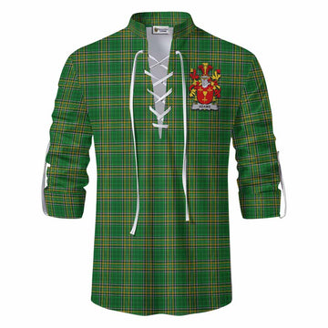 Adams Irish Clan Tartan Ghillie Kilt Shirt with Coat of Arms