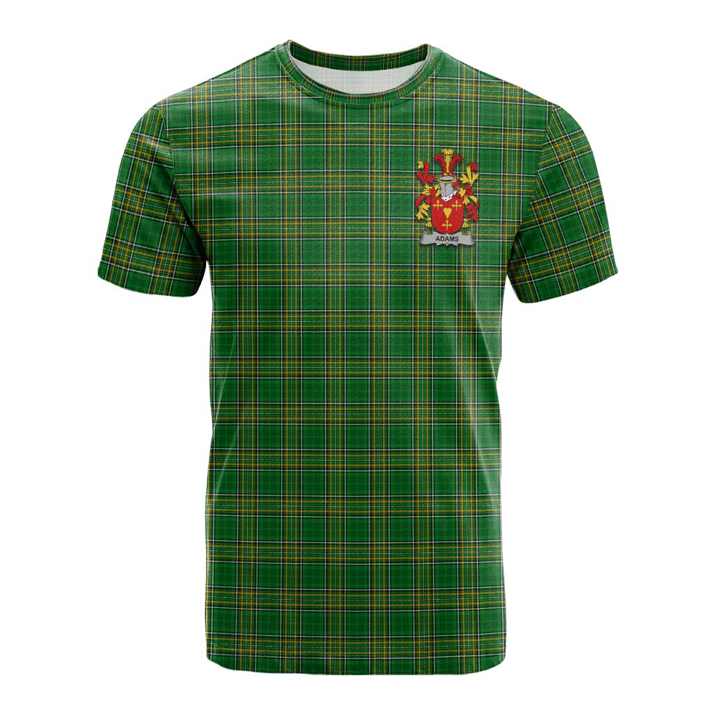 Tartan Vibes Clothing Adams Irish Clan Tartan Cotton T-shirt with Coat of Arms