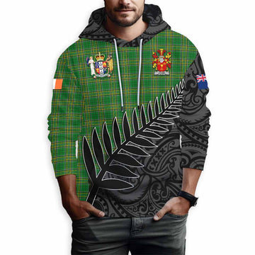 Adams Irish Clan Tartan Hoodie with Coat of Arms New Zealand Silver Fern Half Style