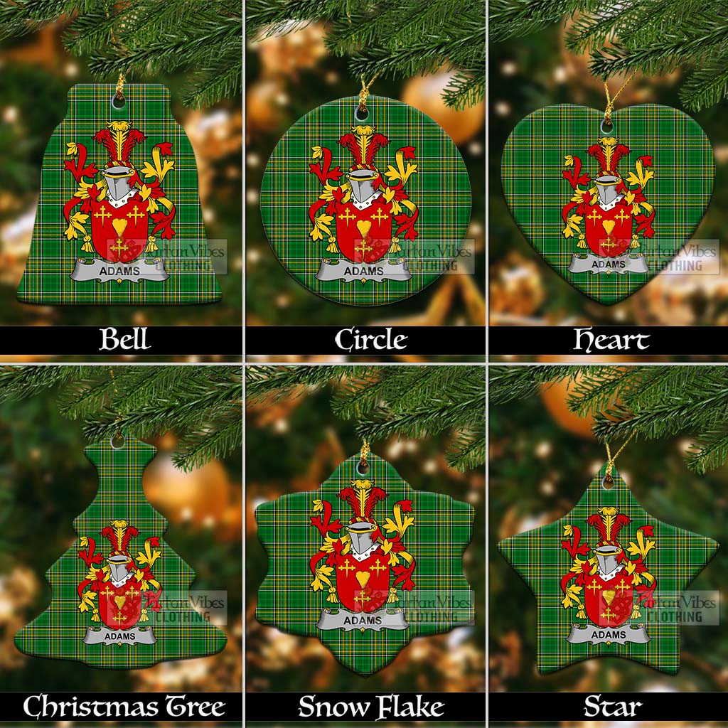 Tartan Vibes Clothing Adams Irish Clan Tartan Christmas Ceramic Ornament with Coat of Arms