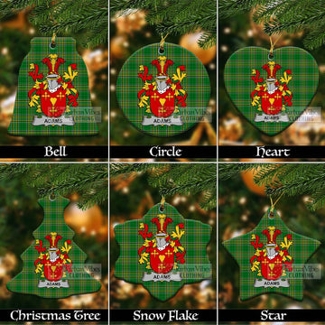 Adams Irish Clan Tartan Christmas Ceramic Ornament with Coat of Arms