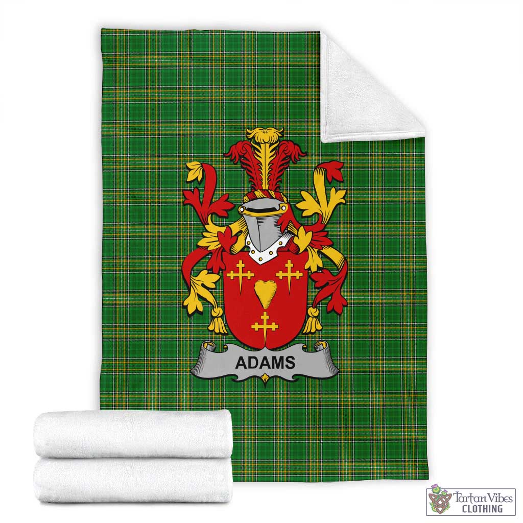 Tartan Vibes Clothing Adams Irish Clan Tartan Blanket with Coat of Arms