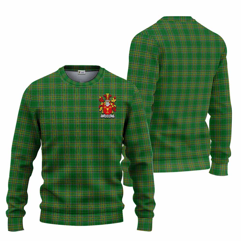 Tartan Vibes Clothing Adams Irish Clan Tartan Knitted Sweater with Coat of Arms