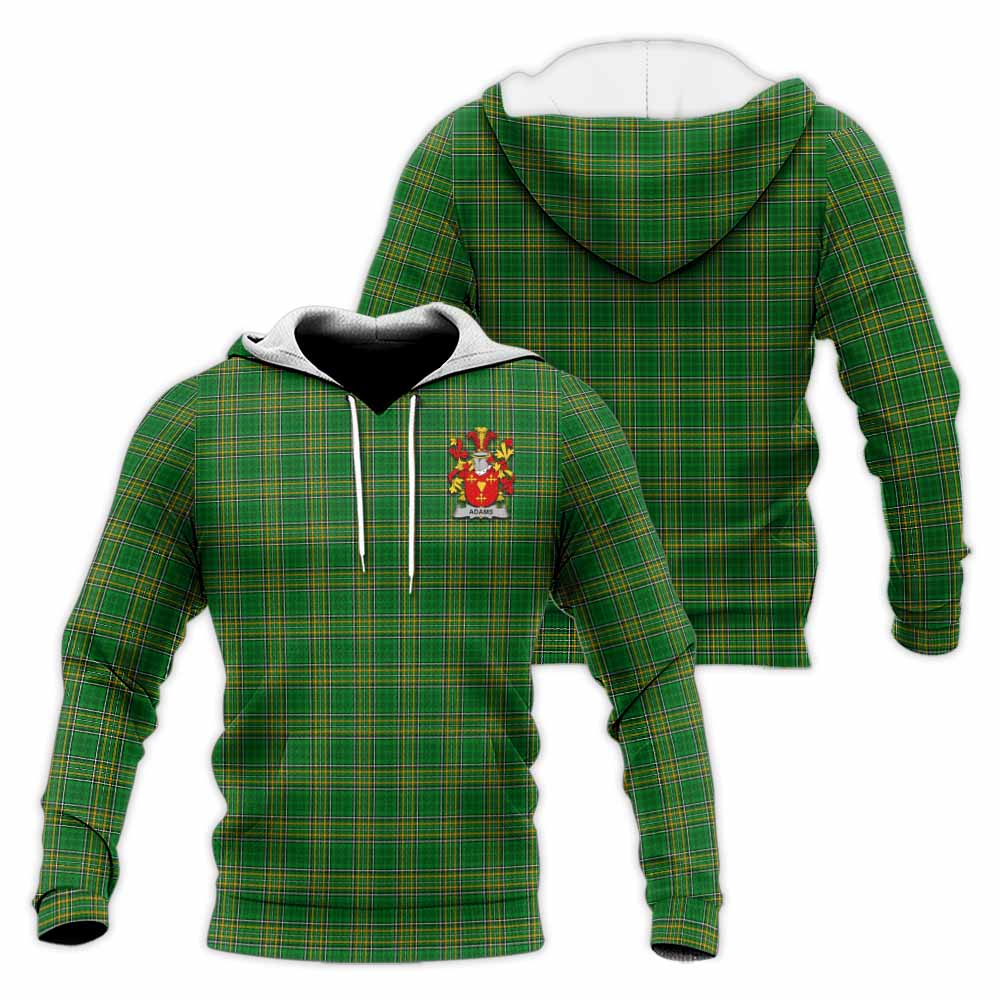 Tartan Vibes Clothing Adams Irish Clan Tartan Knitted Hoodie with Coat of Arms