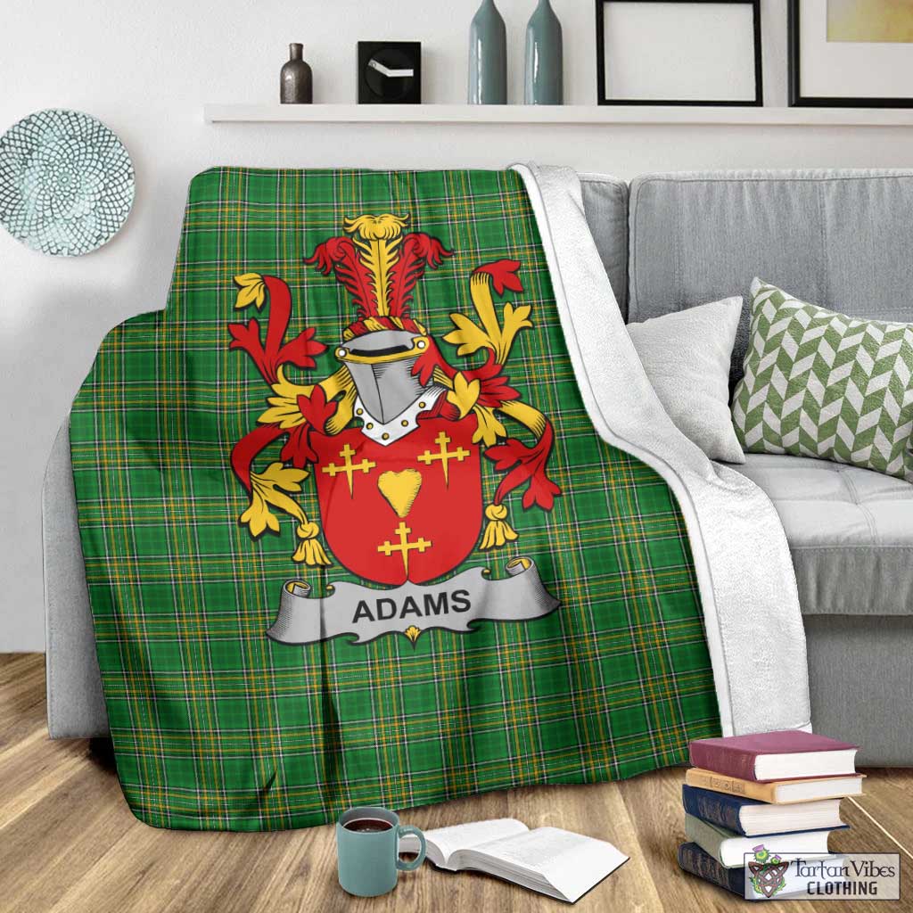 Tartan Vibes Clothing Adams Irish Clan Tartan Blanket with Coat of Arms