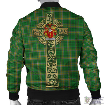 Adams Irish Clan Tartan Bomber Jacket with Coat of Arms Celtic Tree of Life Style