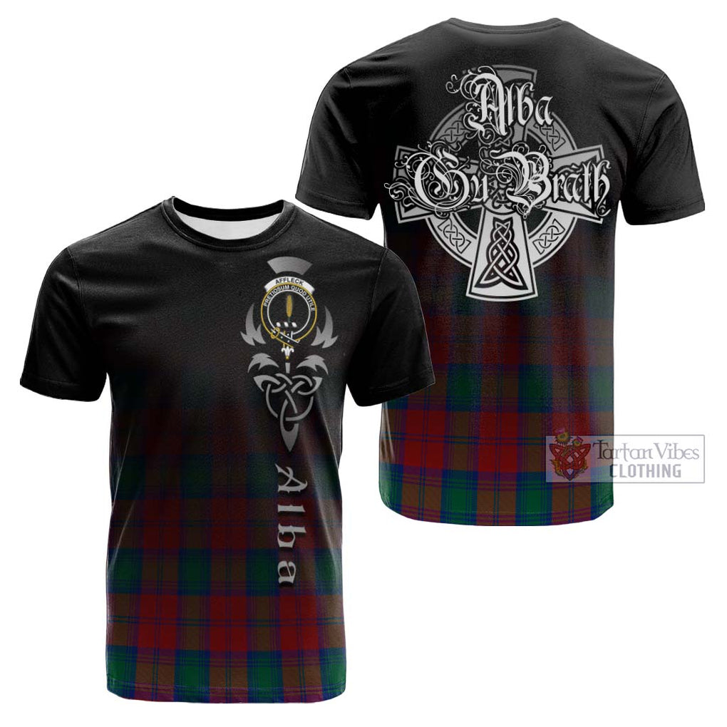 Tartan Vibes Clothing Affleck Tartan Cotton T-shirt Featuring Alba Gu Brath Family Crest Celtic Inspired