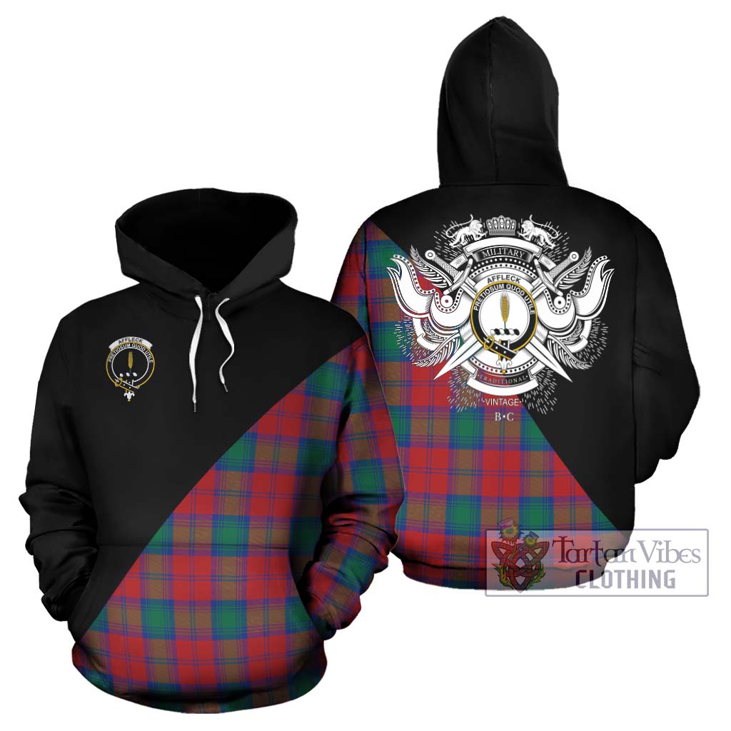 Tartan Vibes Clothing Affleck Tartan Hoodie with Family Crest and Military Logo Style