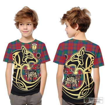 Affleck Tartan Kid T-Shirt with Family Crest Celtic Wolf Style Youth XL Size14 - Tartan Vibes Clothing
