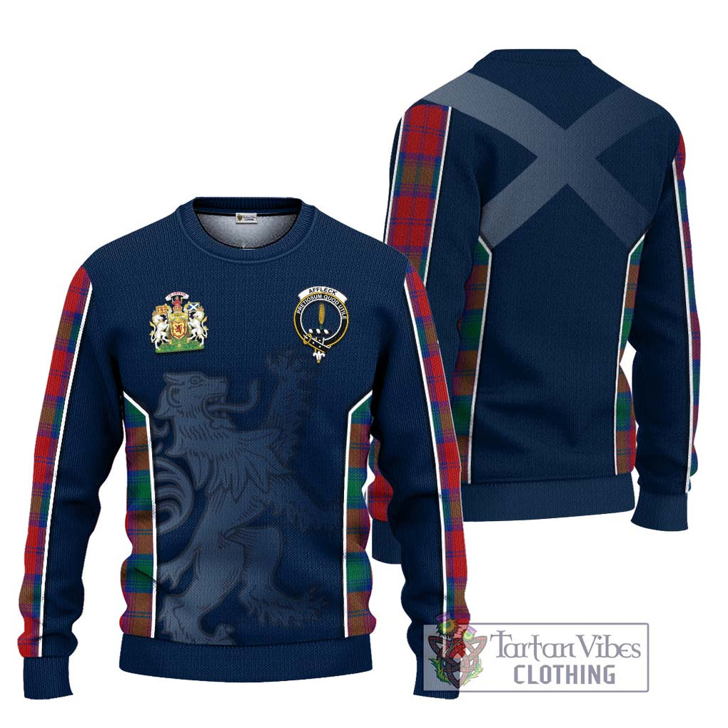 Affleck Tartan Knitted Sweater with Family Crest and Lion Rampant Vibes Sport Style Unisex - Tartan Vibes Clothing