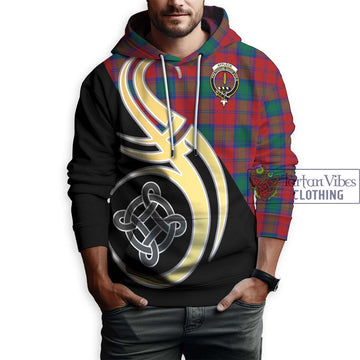 Affleck Tartan Hoodie with Family Crest and Celtic Symbol Style