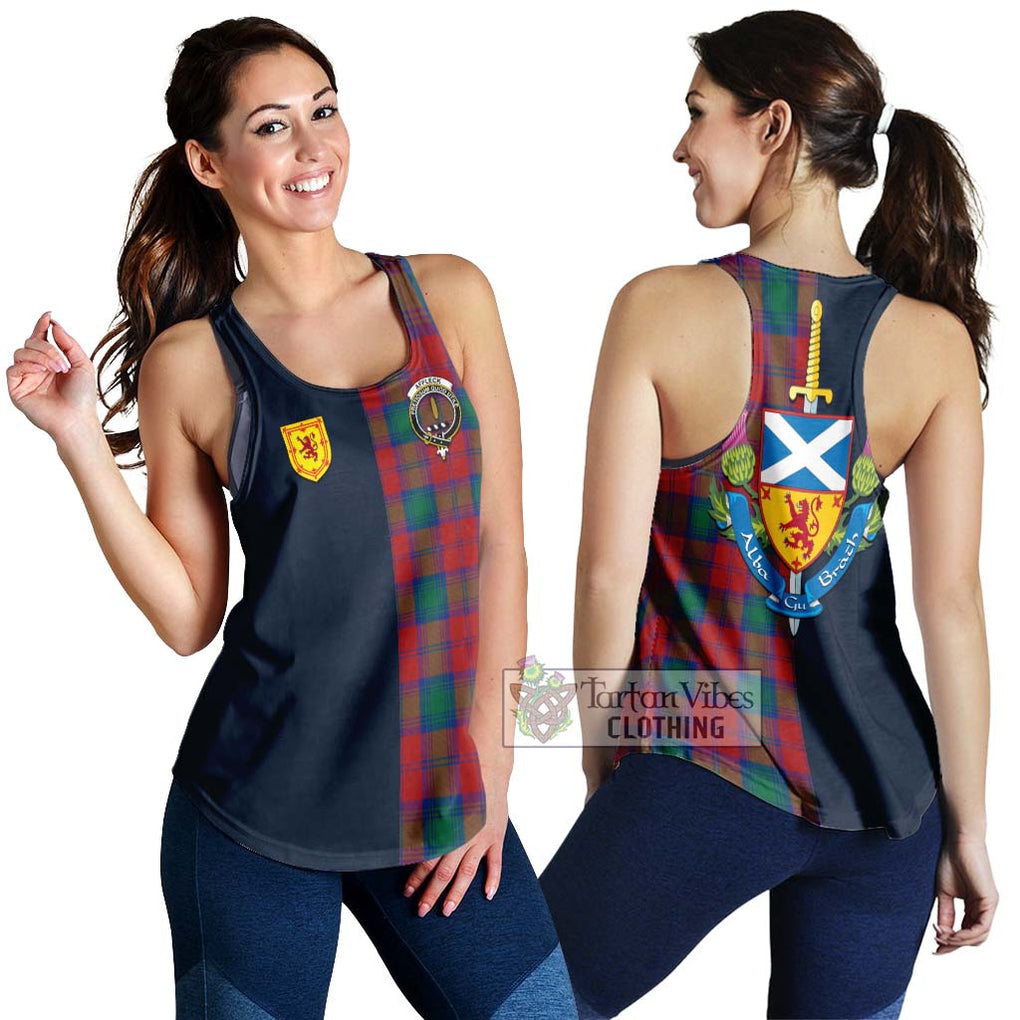 Affleck Tartan Women's Racerback Tanks Alba with Scottish Lion Royal Arm Half Style 4XL - Tartan Vibes Clothing