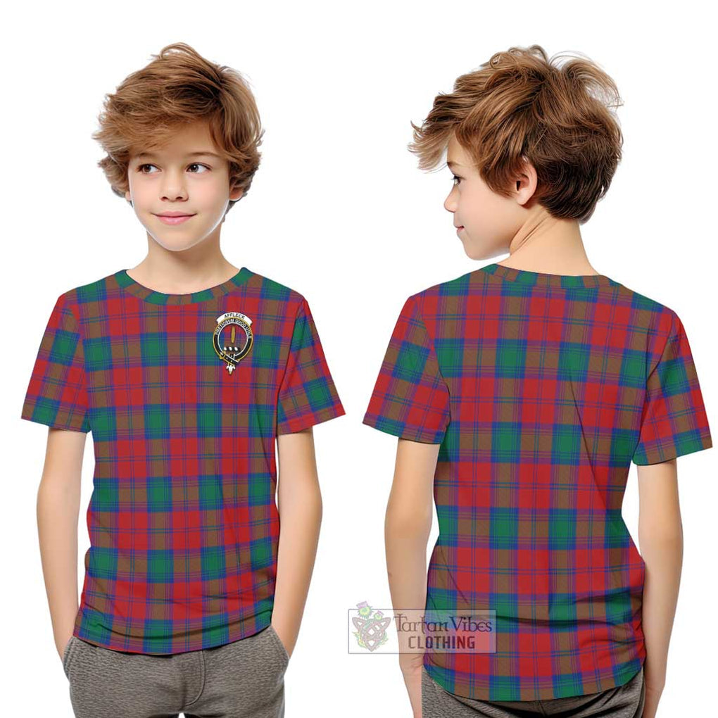 Affleck Tartan Kid T-Shirt with Family Crest Youth XL Size14 - Tartan Vibes Clothing