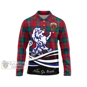 Affleck Tartan Long Sleeve Polo Shirt with Alba Gu Brath Regal Lion Emblem