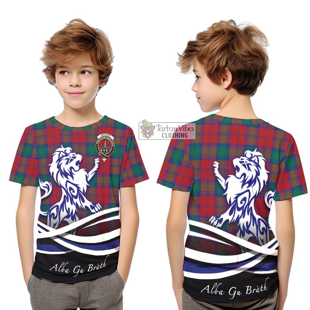 Affleck Tartan Kid T-Shirt with Alba Gu Brath Regal Lion Emblem Youth XL Size14 - Tartanvibesclothing Shop