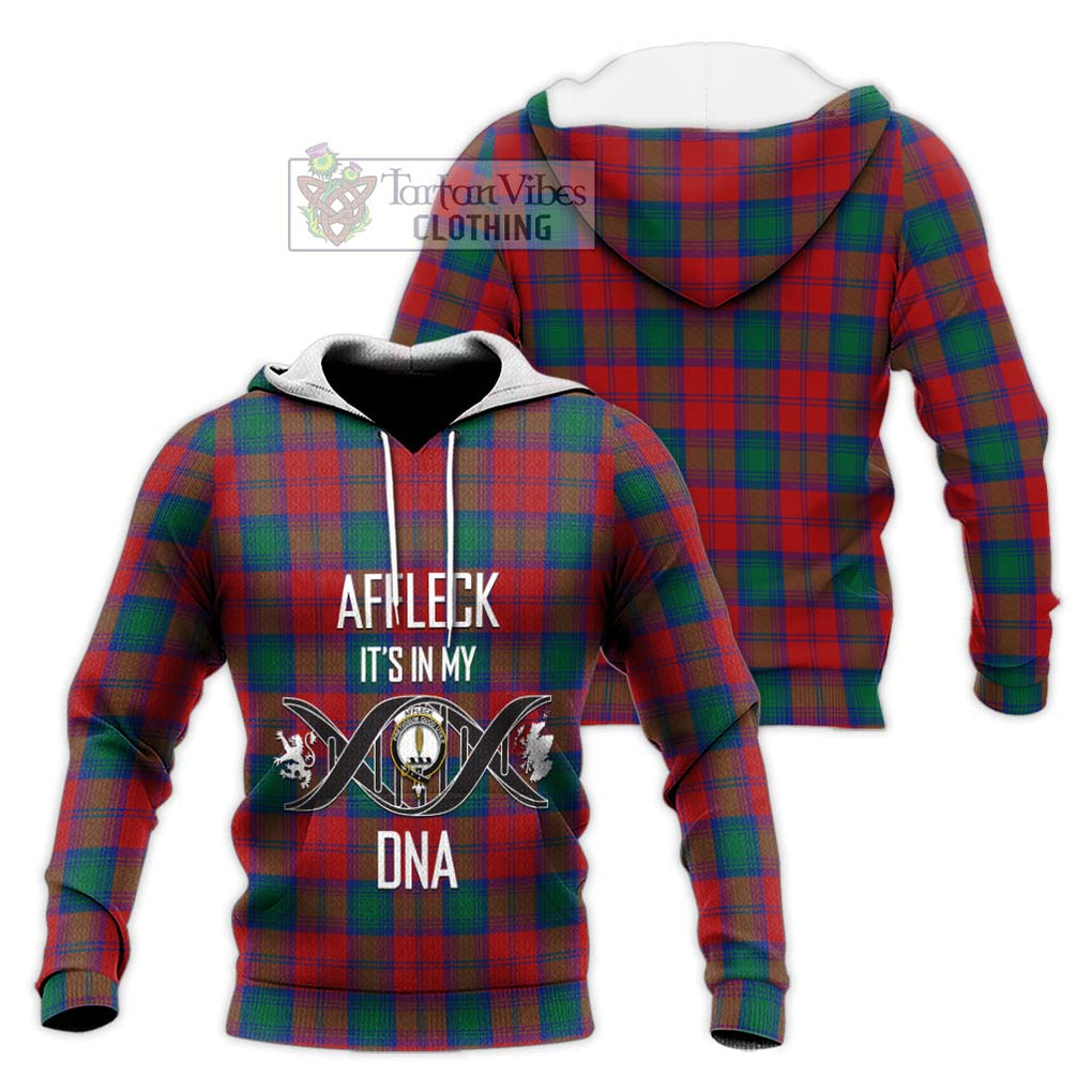 Affleck Tartan Knitted Hoodie with Family Crest DNA In Me Style Unisex Knitted Pullover Hoodie - Tartanvibesclothing Shop