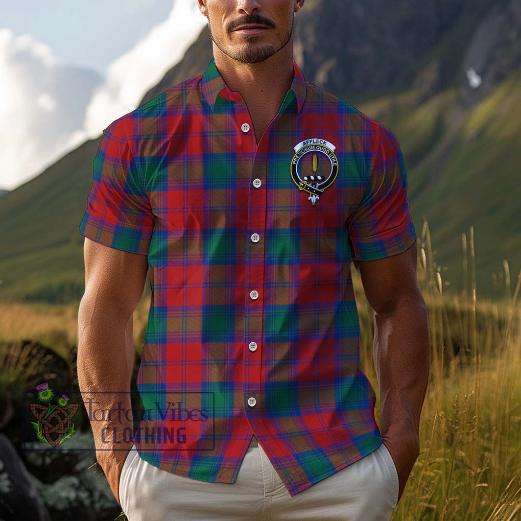 Affleck Tartan Cotton Hawaiian Shirt with Family Crest Adult - Tartan Vibes Clothing