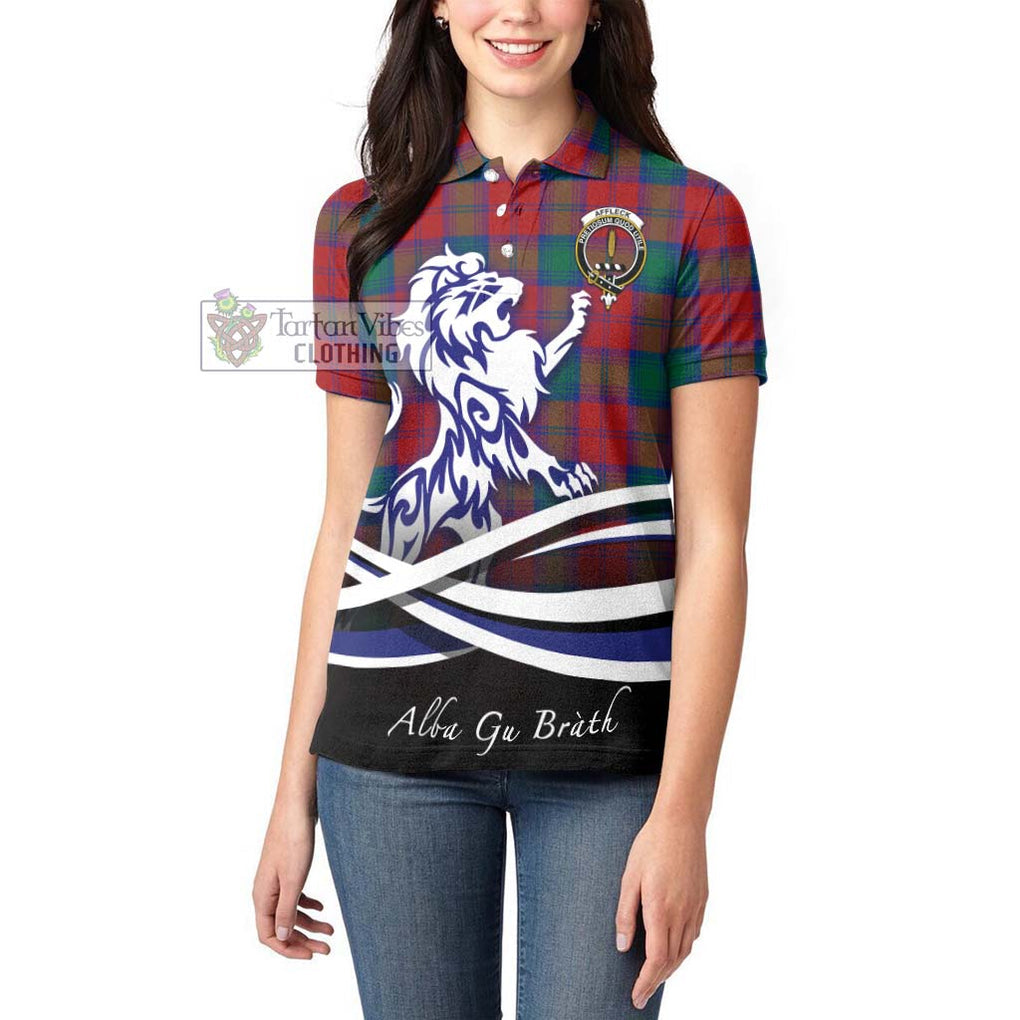 Affleck Tartan Women's Polo Shirt with Alba Gu Brath Regal Lion Emblem - Tartanvibesclothing Shop