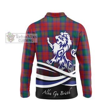 Affleck Tartan Long Sleeve Polo Shirt with Alba Gu Brath Regal Lion Emblem