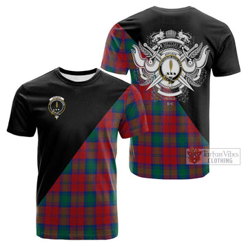 Affleck Tartan Cotton T-shirt with Family Crest and Military Logo Style