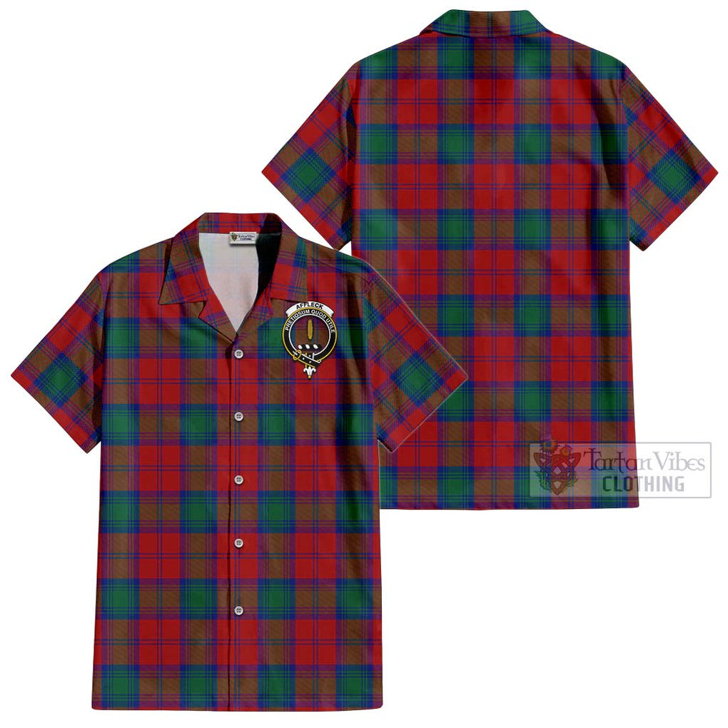 Affleck Tartan Cotton Hawaiian Shirt with Family Crest Kid - Tartan Vibes Clothing