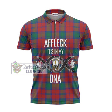 Affleck Tartan Zipper Polo Shirt with Family Crest DNA In Me Style - Tartan Vibes Clothing