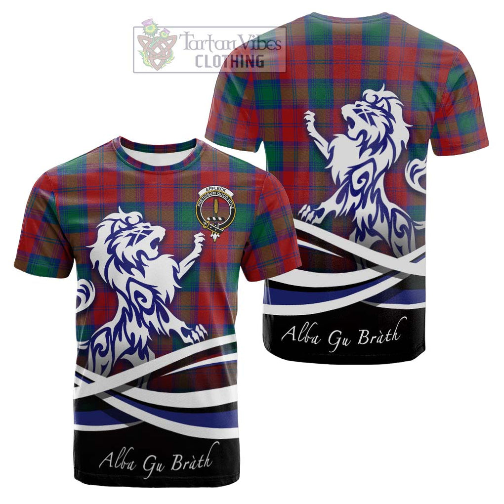 Tartan Vibes Clothing Affleck Tartan Cotton T-shirt with Alba Gu Brath Regal Lion Emblem