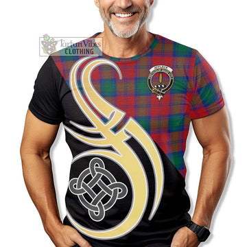 Affleck Tartan T-Shirt with Family Crest and Celtic Symbol Style