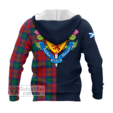 Affleck Tartan Knitted Hoodie Alba with Scottish Lion Royal Arm Half Style