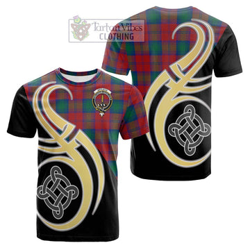 Affleck Tartan Cotton T-shirt with Family Crest and Celtic Symbol Style