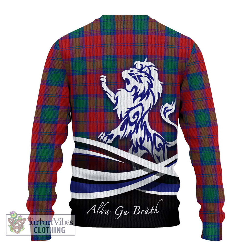 Affleck Tartan Knitted Sweater with Alba Gu Brath Regal Lion Emblem - Tartanvibesclothing Shop