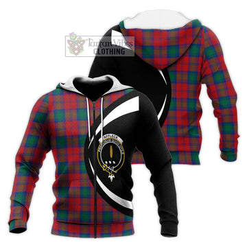 Affleck Tartan Knitted Hoodie with Family Crest Circle Style