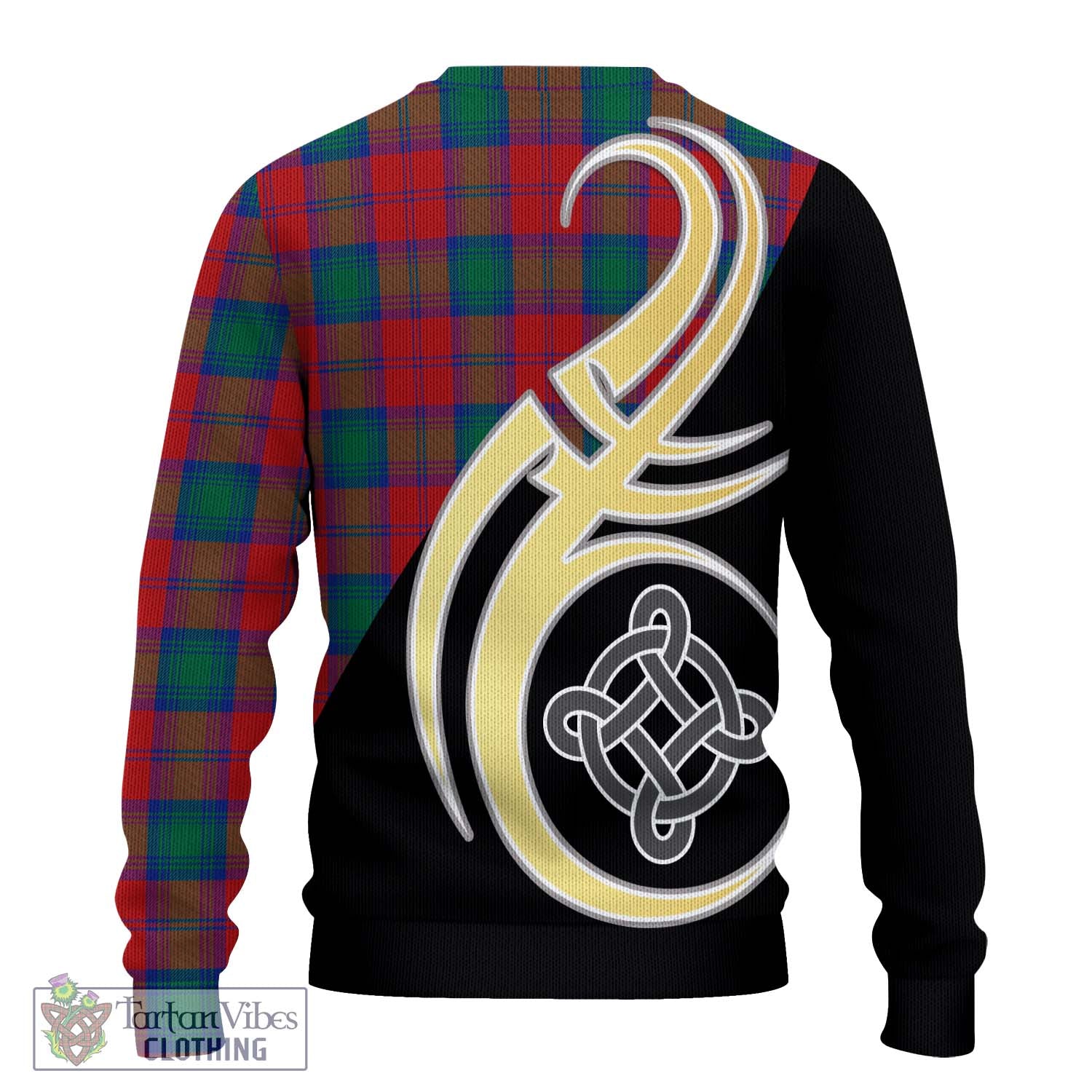 Affleck Tartan Knitted Sweater with Family Crest and Celtic Symbol Style - Tartan Vibes Clothing