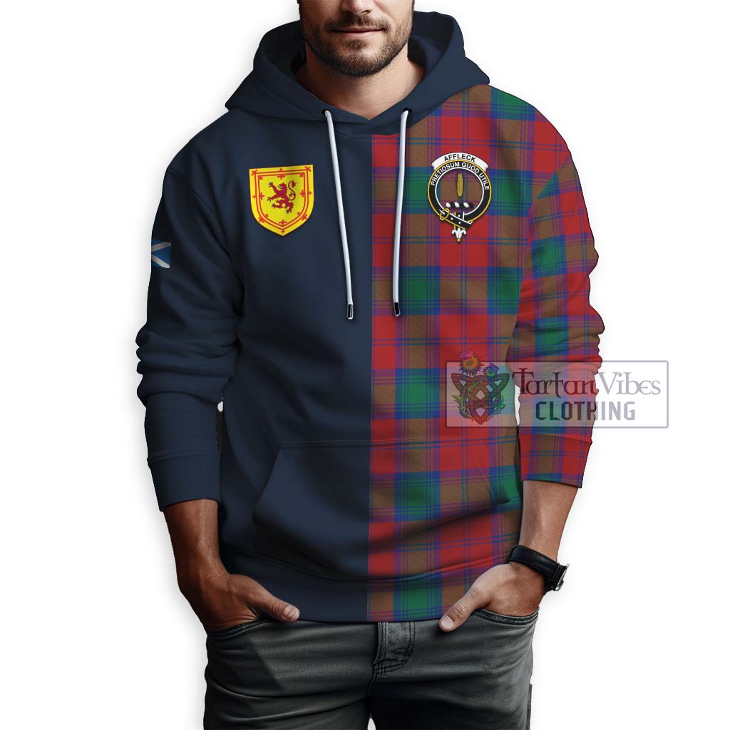 Tartan Vibes Clothing Affleck Tartan Hoodie with Scottish Lion Royal Arm Half Style