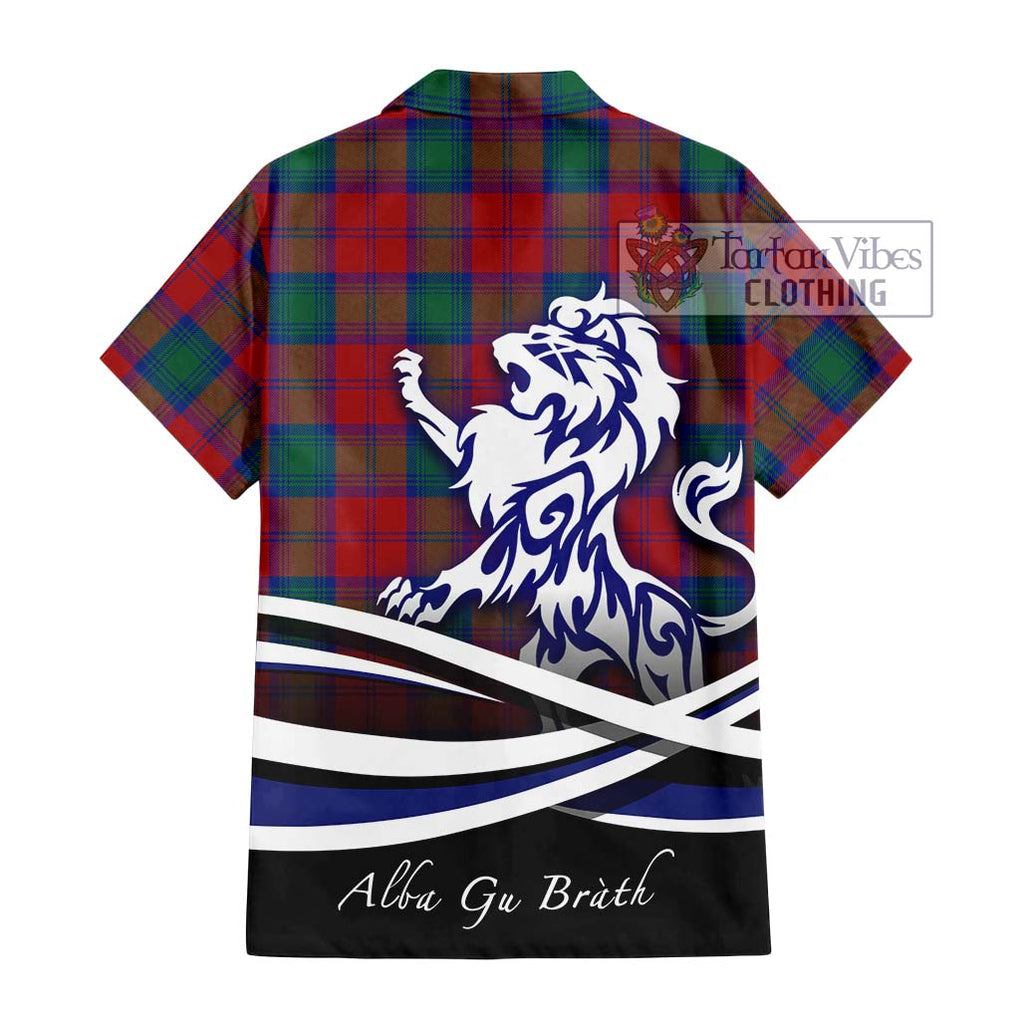 Affleck Tartan Short Sleeve Button Shirt with Alba Gu Brath Regal Lion Emblem - Tartanvibesclothing Shop