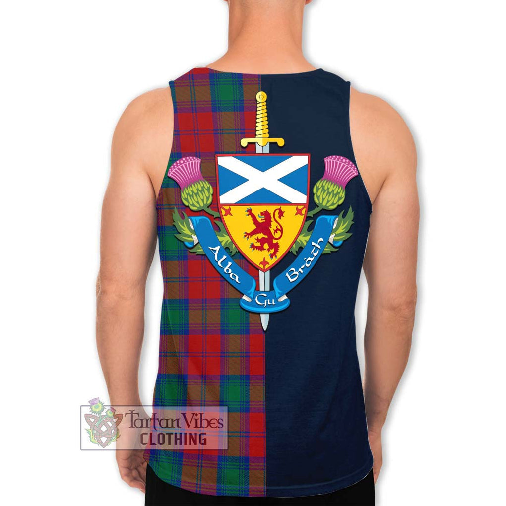Affleck Tartan Men's Tank Top Alba with Scottish Lion Royal Arm Half Style - Tartan Vibes Clothing