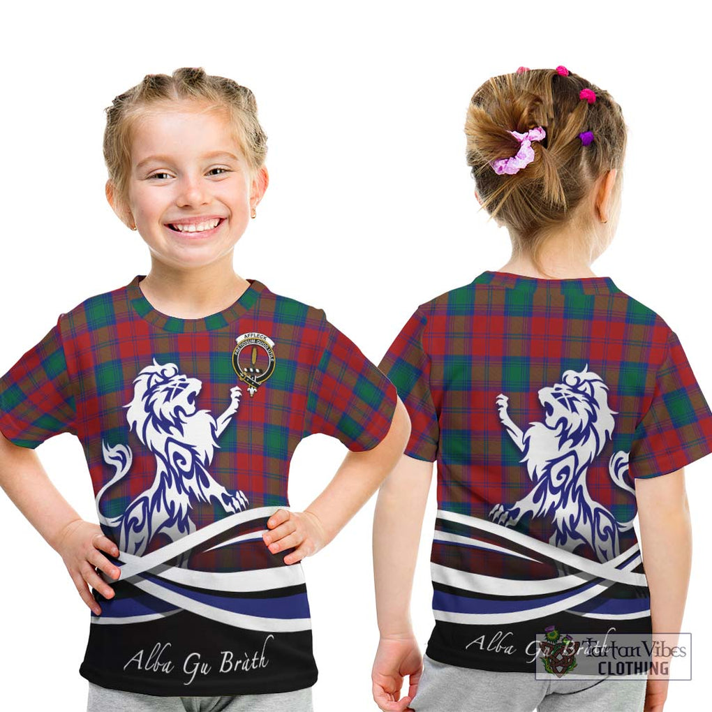 Affleck Tartan Kid T-Shirt with Alba Gu Brath Regal Lion Emblem - Tartanvibesclothing Shop