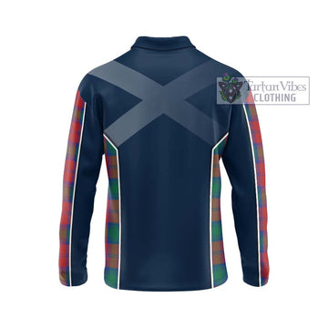 Affleck Tartan Long Sleeve Polo Shirt with Family Crest and Lion Rampant Vibes Sport Style - Tartan Vibes Clothing