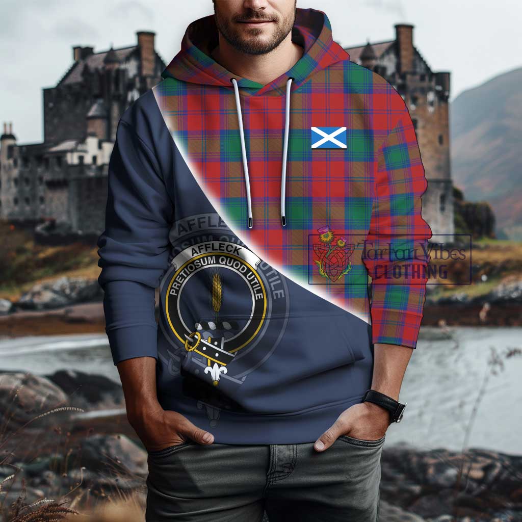 Tartan Vibes Clothing Affleck Tartan Hoodie with Personalised National Flag and Family Crest Half Style