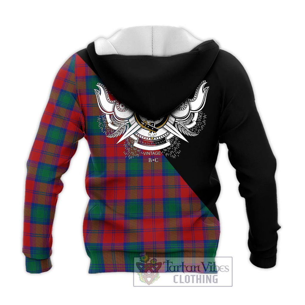 Affleck Tartan Knitted Hoodie with Family Crest and Military Logo Style - Tartanvibesclothing Shop