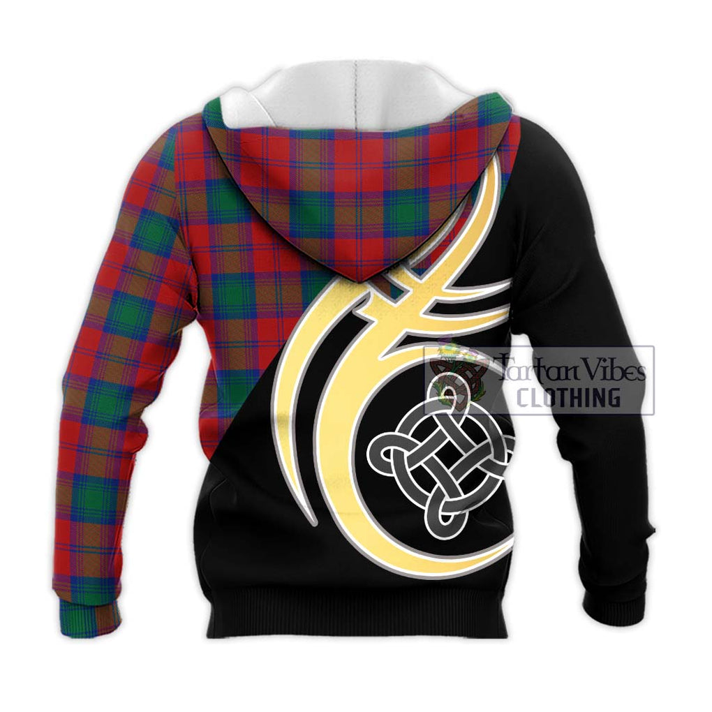 Affleck Tartan Knitted Hoodie with Family Crest and Celtic Symbol Style - Tartan Vibes Clothing