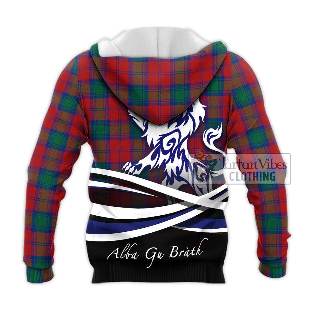 Affleck Tartan Knitted Hoodie with Alba Gu Brath Regal Lion Emblem - Tartanvibesclothing Shop