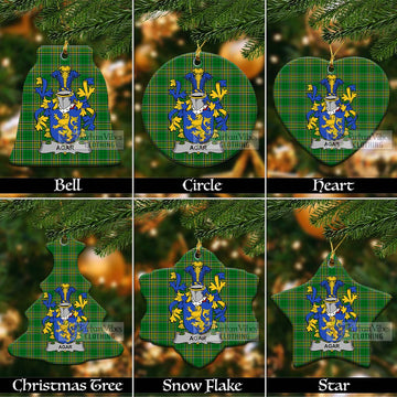 Agar Irish Clan Tartan Christmas Ceramic Ornament with Coat of Arms