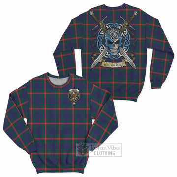 Agnew Tartan Sweatshirt with Family Crest Celtic Skull Style