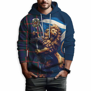 Agnew Tartan Family Crest Hoodie with Scottish Majestic Lion