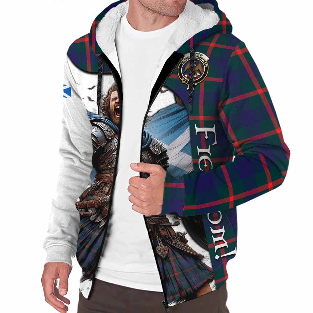 Tartan Vibes Clothing Agnew Crest Tartan Sherpa Hoodie Inspired by the Freedom of Scottish Warrior