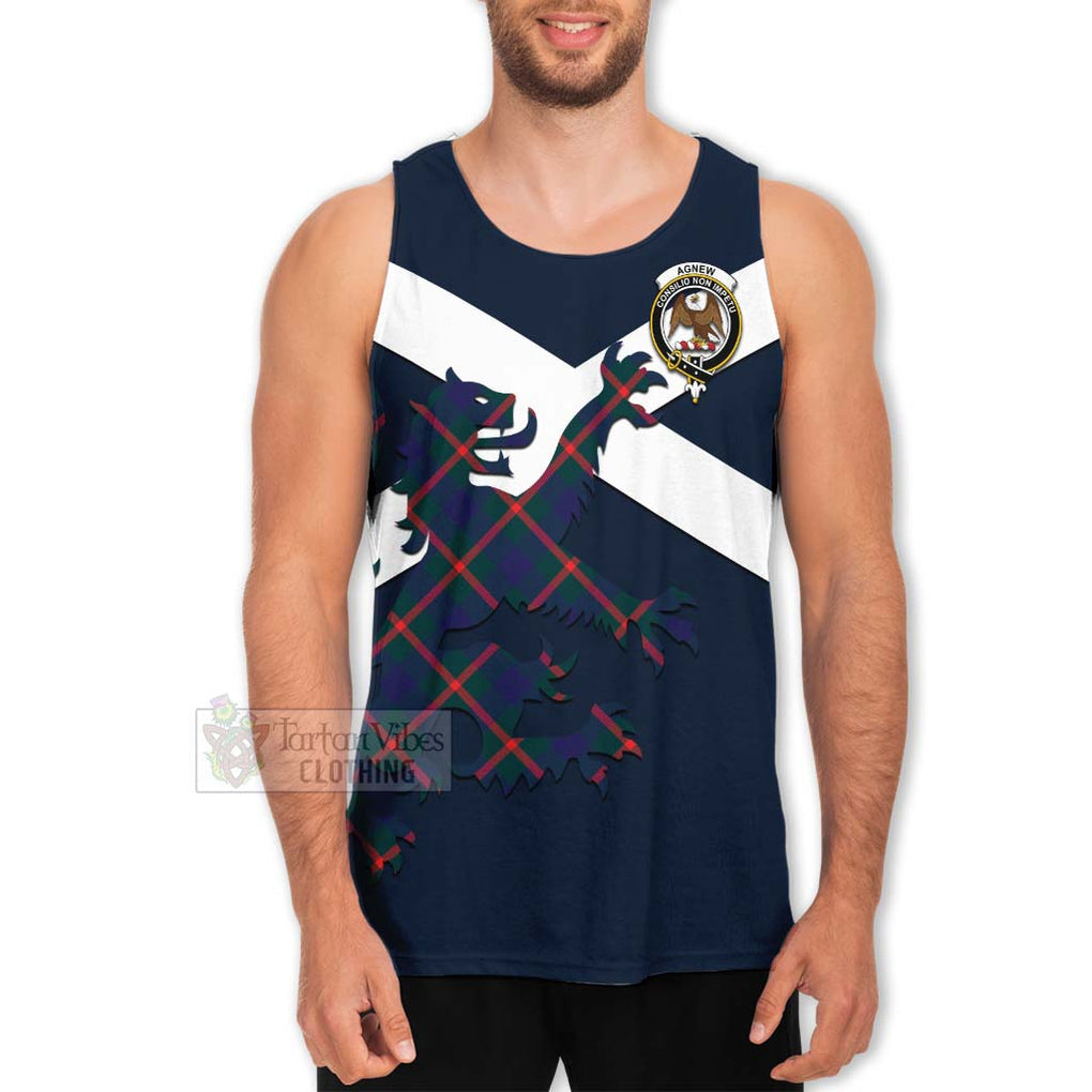 Tartan Vibes Clothing Agnew Tartan Lion Rampant Men's Tank Top – Proudly Display Your Heritage with Alba Gu Brath and Clan Name