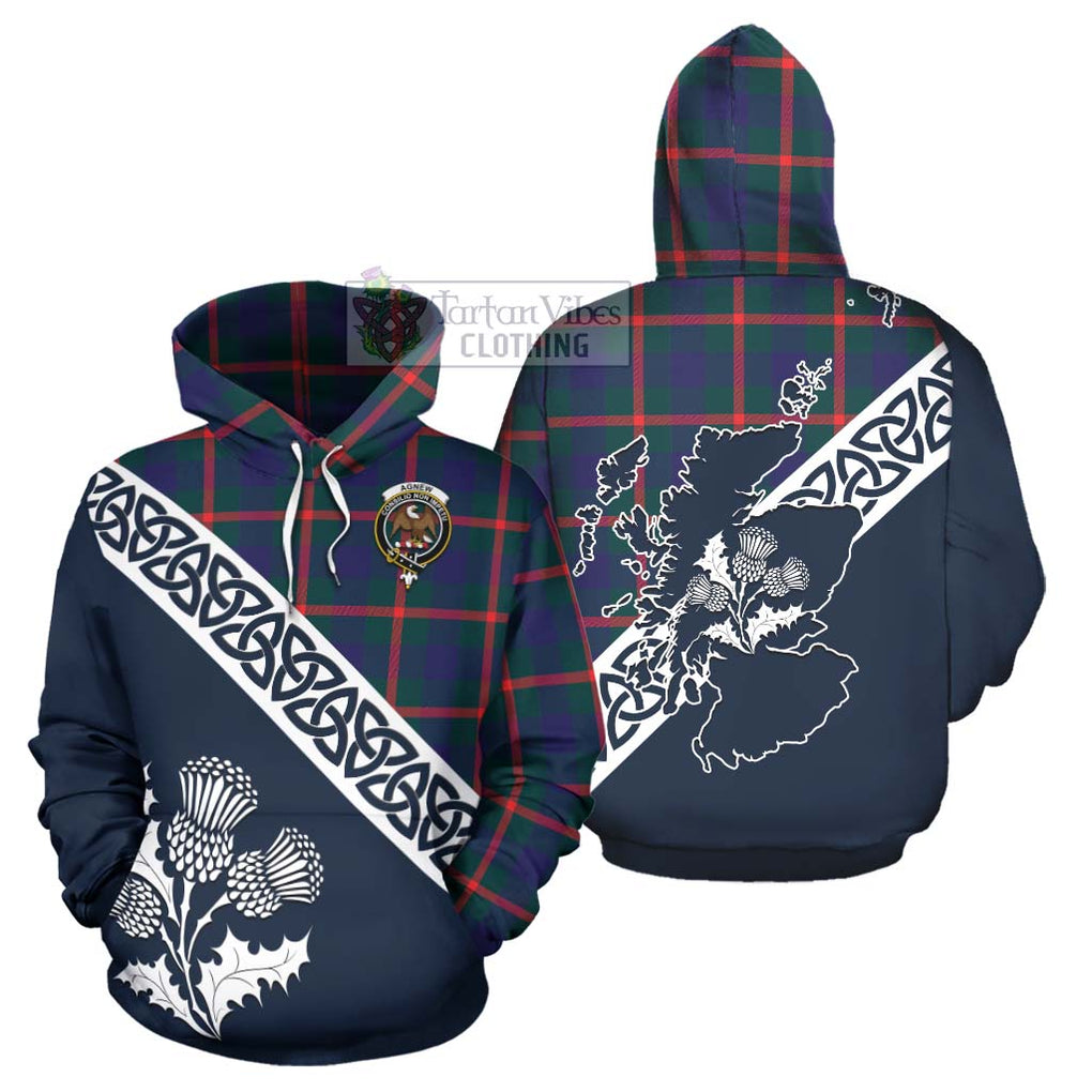 Tartan Vibes Clothing Agnew Tartan Hoodie Featuring Thistle and Scotland Map