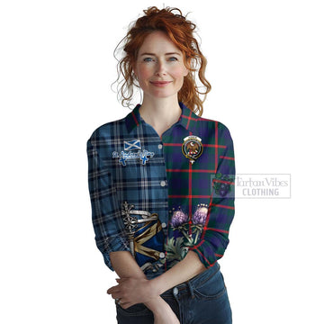 Agnew Tartan Women's Casual Shirt Happy St. Andrew's Day Half Tartan Style