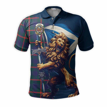 Agnew Tartan Family Crest Men's Polo Shirt with Scottish Majestic Lion